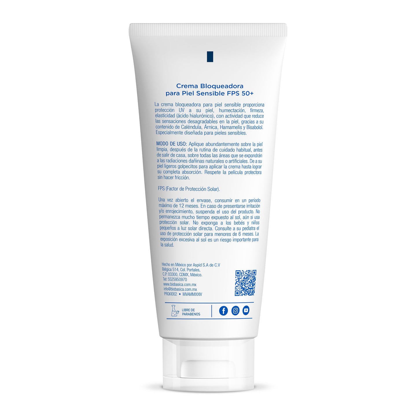 Crema bloqueadora para piel sensible FPS 50+